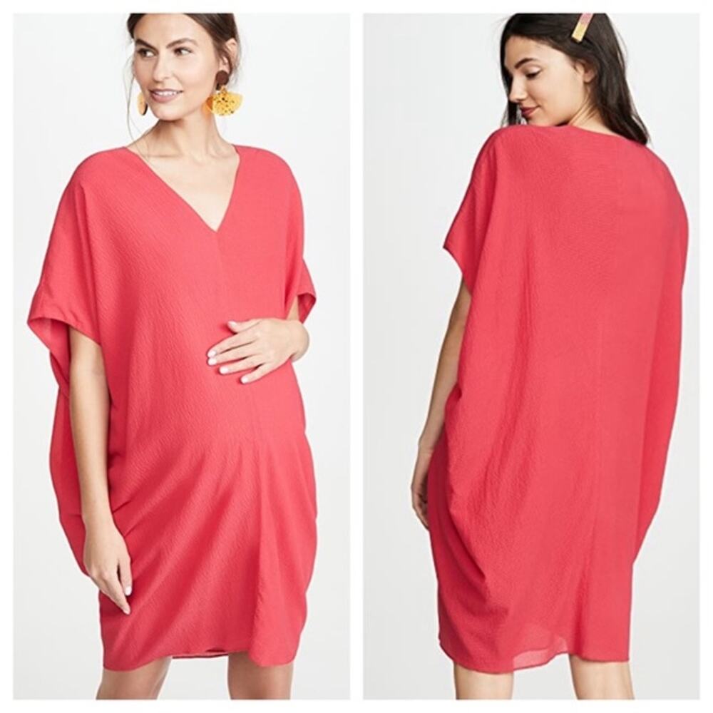 HATCH | The Slouch Cacoon Silk Blend Maternity Dress Red Punch Boho One Size OS
